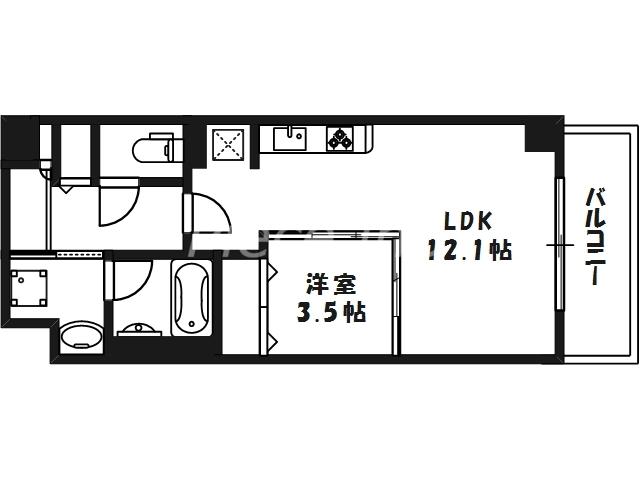 ハーツ天満橋(1LDK/6階)の間取り写真