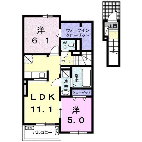 ベル ファイン(2LDK/2階)の間取り写真