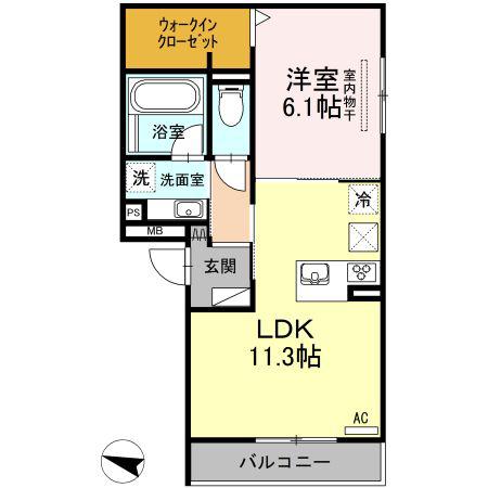 RAFFINO(1LDK/1階)の間取り写真
