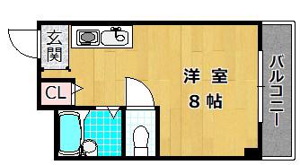シャンテー牧野(ワンルーム/4階)の間取り写真