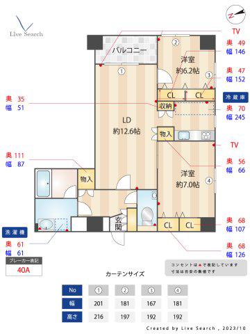プライマル福岡平尾(2LDK/1階)の間取り写真