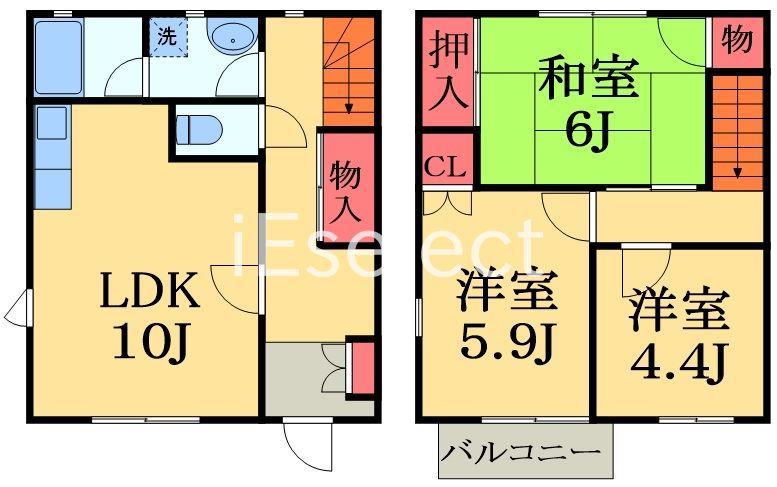 大野メゾネット(3LDK/1階)の間取り写真