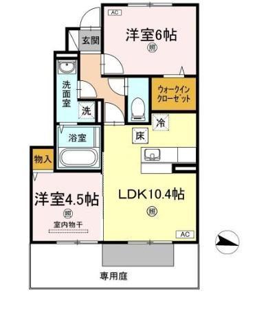 エスポワール(2LDK/1階)の間取り写真