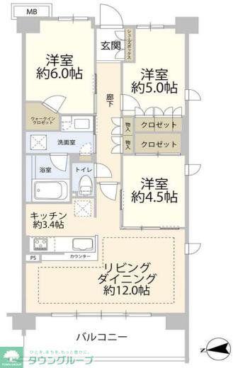 ソライエ葛飾小菅(3LDK/3階)の間取り写真