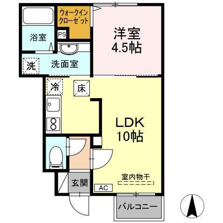 19DROPS(1LDK/1階)の間取り写真