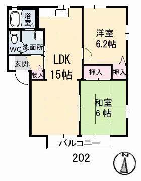 セントラルヴィレッジ(2LDK/2階)の間取り写真