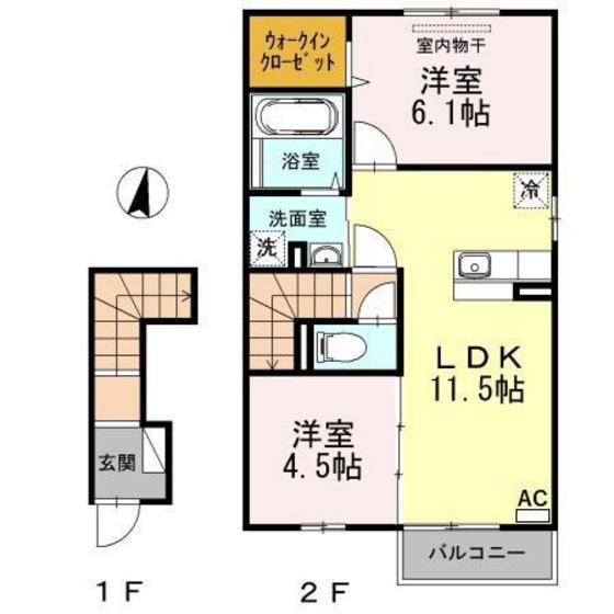 M・K3(2LDK/2階)の間取り写真