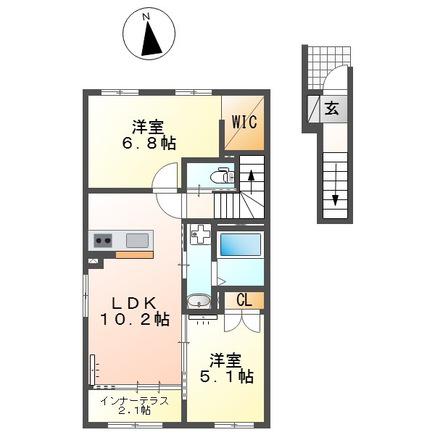 URBAN STAGEA春日I(2LDK/2階)の間取り写真