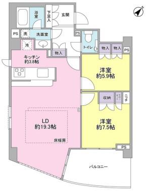 ザセンチュリーミヤザキダイ(2LDK/3階)の間取り写真