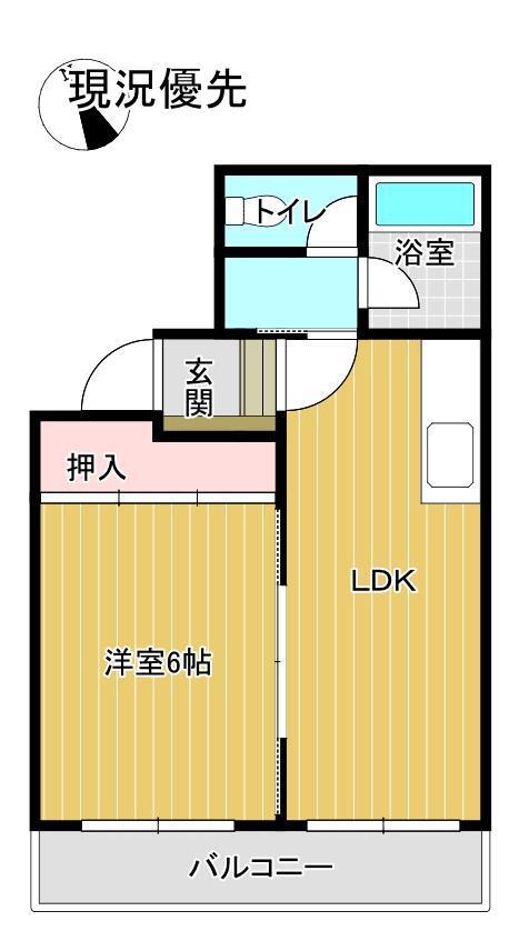 クレスト松山(1LDK/2階)の間取り写真