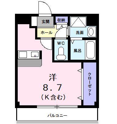 アウローラ(ワンルーム/1階)の間取り写真