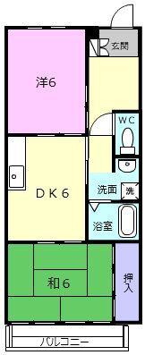 フラット立石C(2DK/2階)の間取り写真