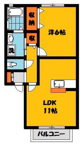 日光ハイツ並松(1LDK/1階)の間取り写真