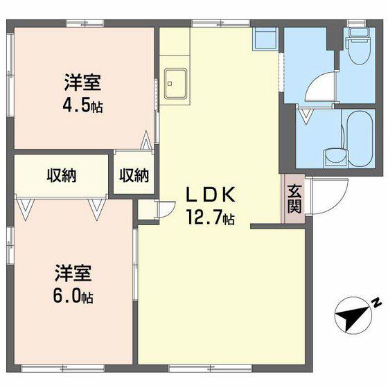 西原アパート(2LDK/2階)の間取り写真