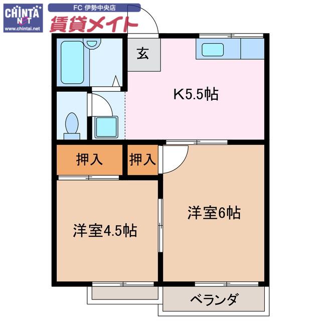 コリーヌ伊勢(2K/1階)の間取り写真