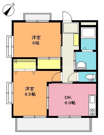 ガーデンヒルズ北上尾C棟(2DK/1階)の間取り写真