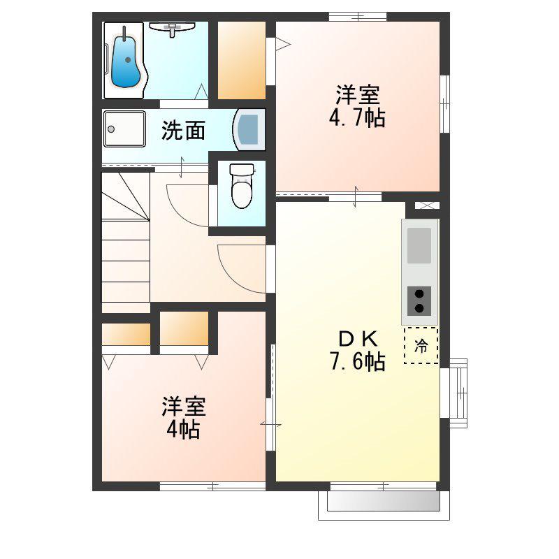 ヴァイス(2DK/2階)の間取り写真