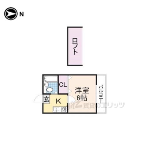 ショウロ御殿山(1K/2階)の間取り写真