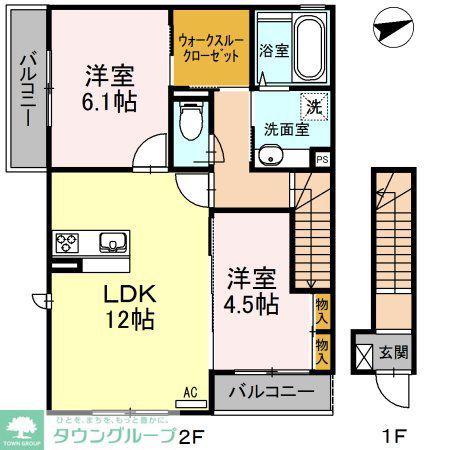 レヴェール砧(2LDK/2階)の間取り写真