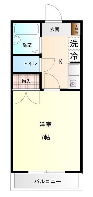 イーストヴィレッジ(1K/2階)の間取り写真