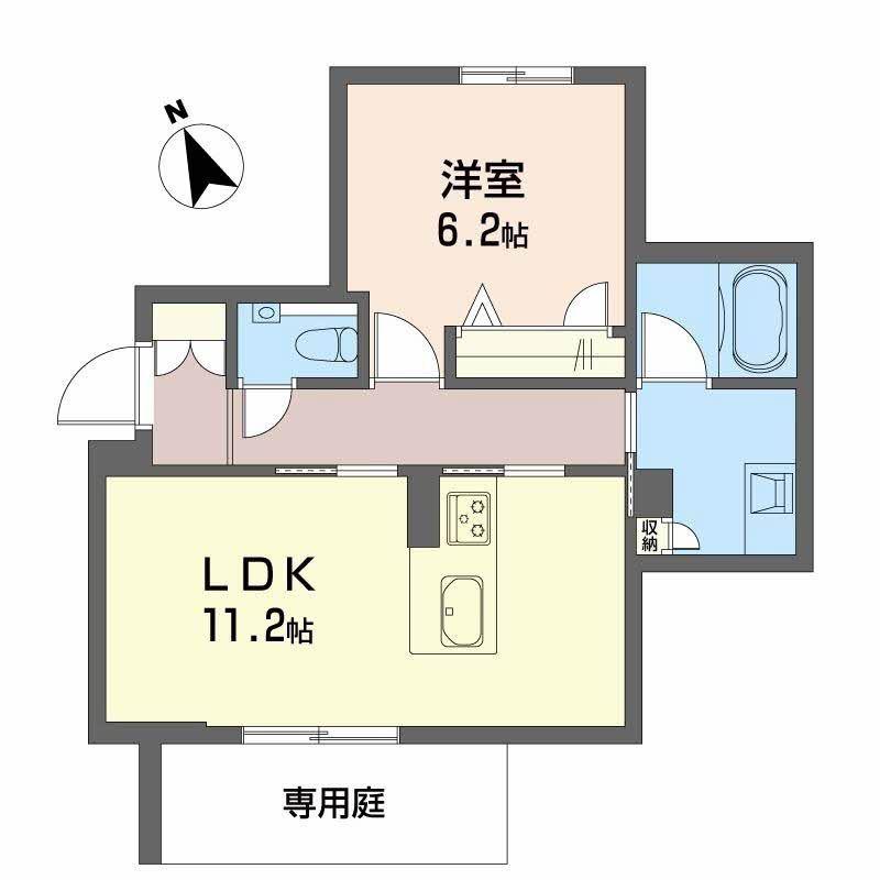 RIO COLLINA 東山(1LDK/1階)の間取り写真