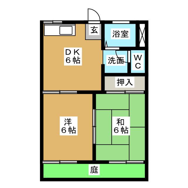 ハイツ渡辺A(2DK/1階)の間取り写真