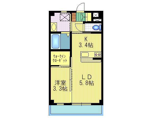 ＪＲ常磐線 水戸駅 徒歩57分 3階建 築11年(1LDK/2階)の間取り写真