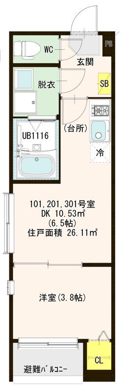 VILLA ASUKA(1DK/3階)の間取り写真
