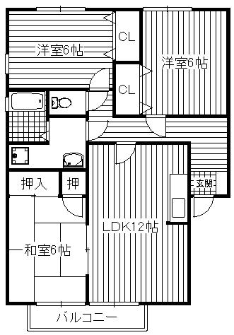 セフリー松木(3LDK/2階)の間取り写真