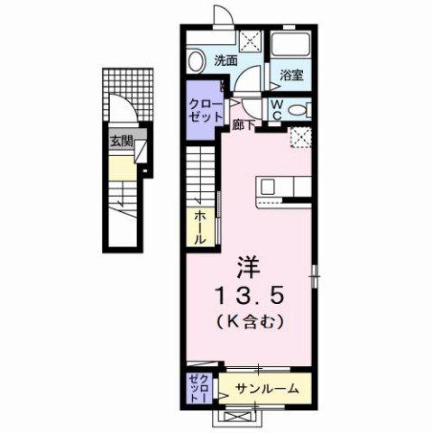 パークサイド白土II(ワンルーム/2階)の間取り写真