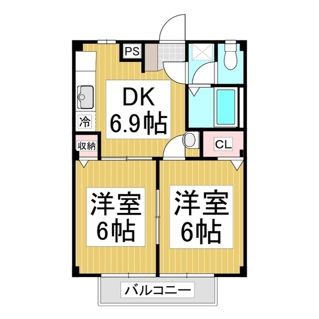 ニルヴァーナK(2DK/1階)の間取り写真