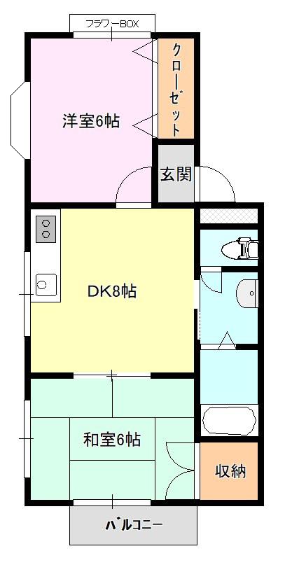 ハローくわのきA(2DK/1階)の間取り写真