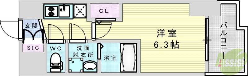 エステムコート新大阪17ベイス(1K/15階)の間取り写真