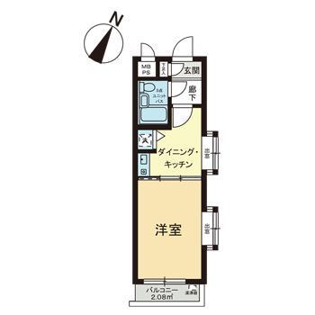 ライオンズマンション江古田第5(1K/2階)の間取り写真