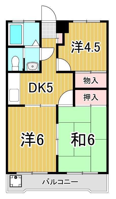 越ゴールデンフラット(3DK/3階)の間取り写真