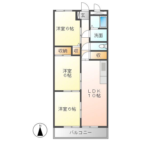 プラウドステージしもうちII(3LDK/4階)の間取り写真