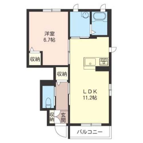 エスポワール(1LDK/1階)の間取り写真