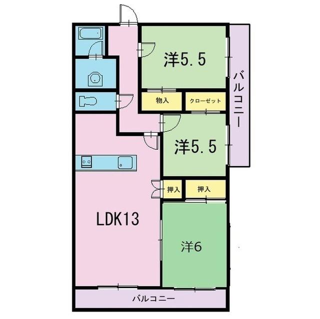 ラファミリー(3LDK/2階)の間取り写真
