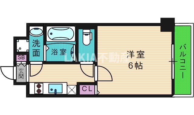 UーRO鶴橋駅前(1K/2階)の間取り写真