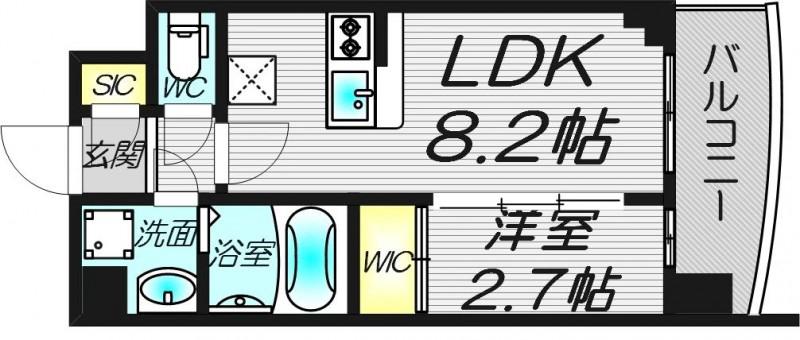 セレニテ天六ミラク(1LDK/3階)の間取り写真