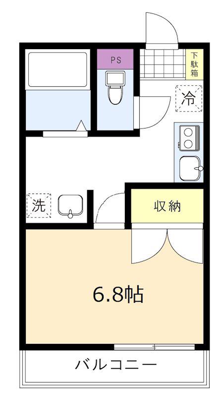 アンプルールブワ翠(1K/1階)の間取り写真