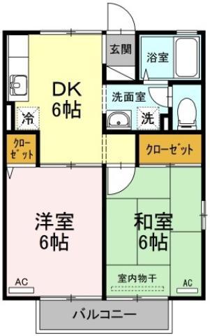 メゾン西林(2DK/2階)の間取り写真