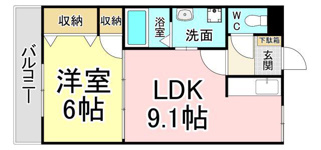 フォンテーヌ二島(1LDK/1階)の間取り写真
