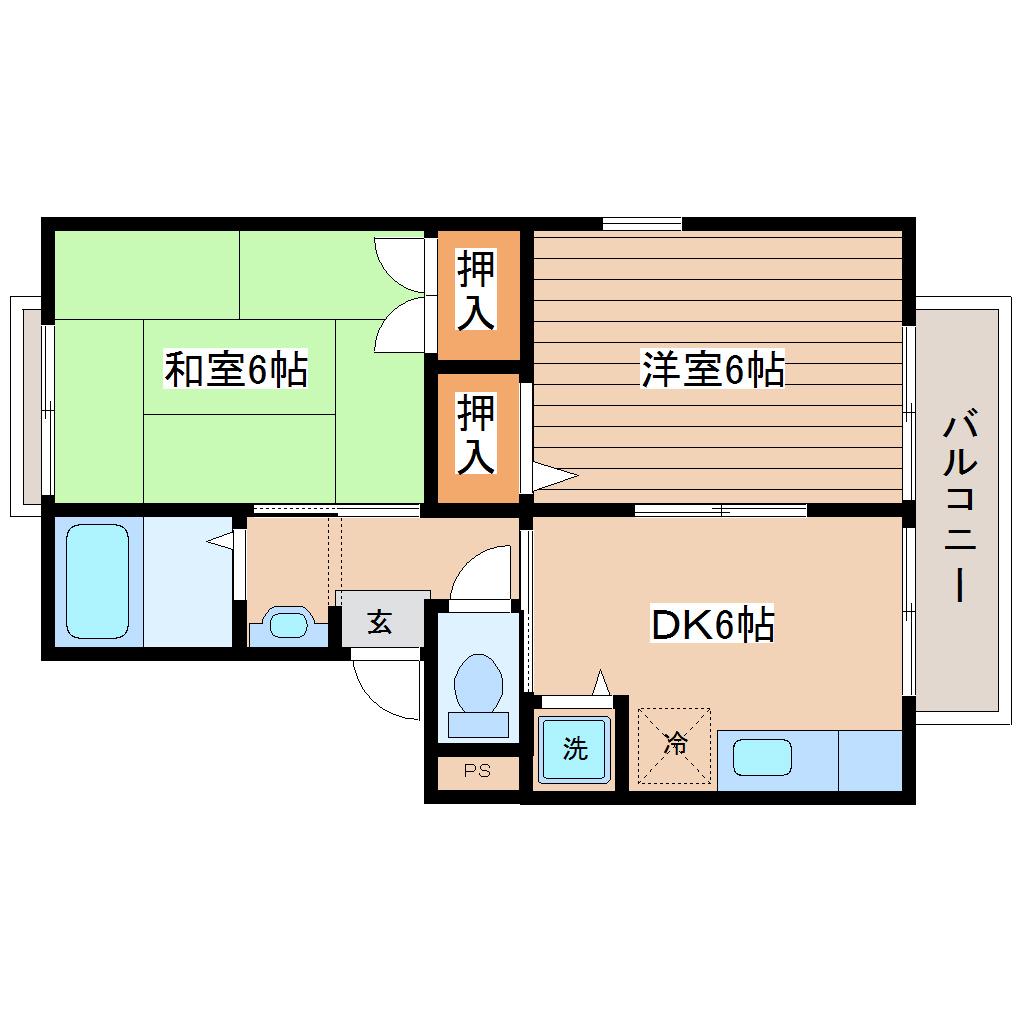 セジュール葵(2DK/2階)の間取り写真