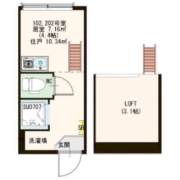 STAGE高田馬場(ワンルーム/2階)の間取り写真