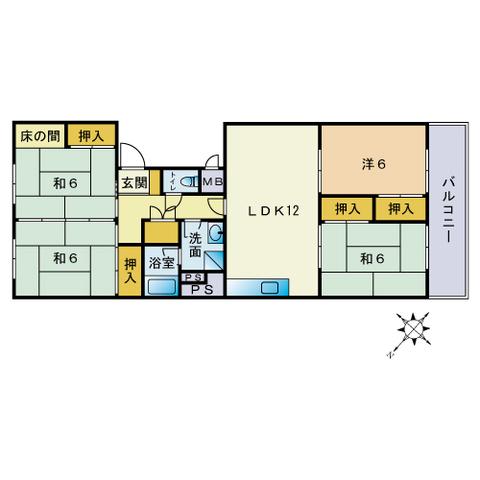 イトーピア西新(4LDK/2階)の間取り写真