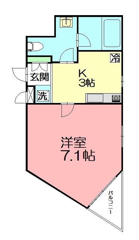 アルフィーネ茅ヶ崎(1K/1階)の間取り写真