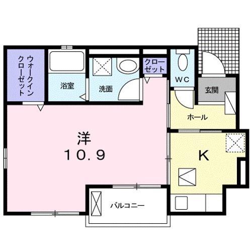 VIALE(1K/1階)の間取り写真