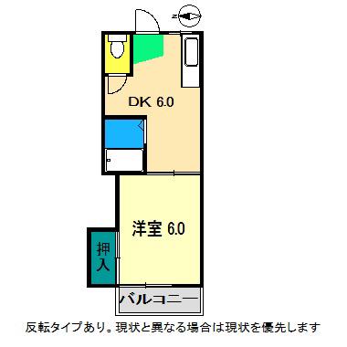 福川ハイツ(1DK/2階)の間取り写真