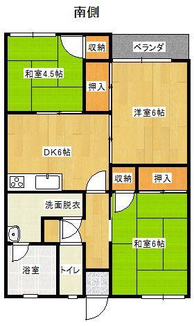 黒田マンション(3DK/2階)の間取り写真